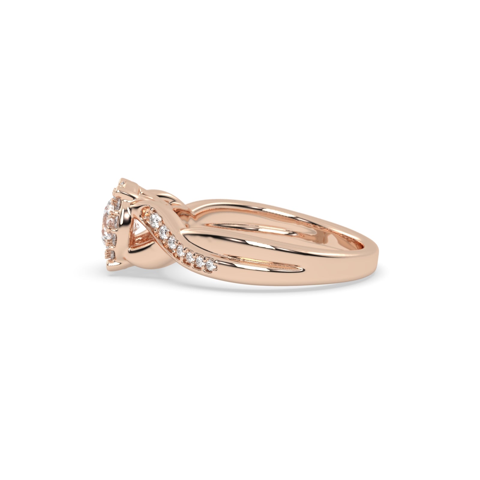 Rose Gold Studded 0.868 Carat Lab Grown Diamond Ring-G Color VS2 Clarity.